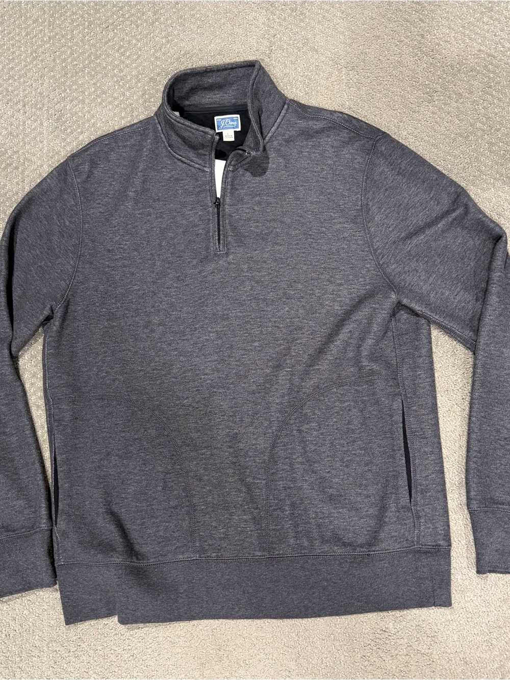 J.Crew Men's Quarter-Zip Heathered Charcoal Sweater